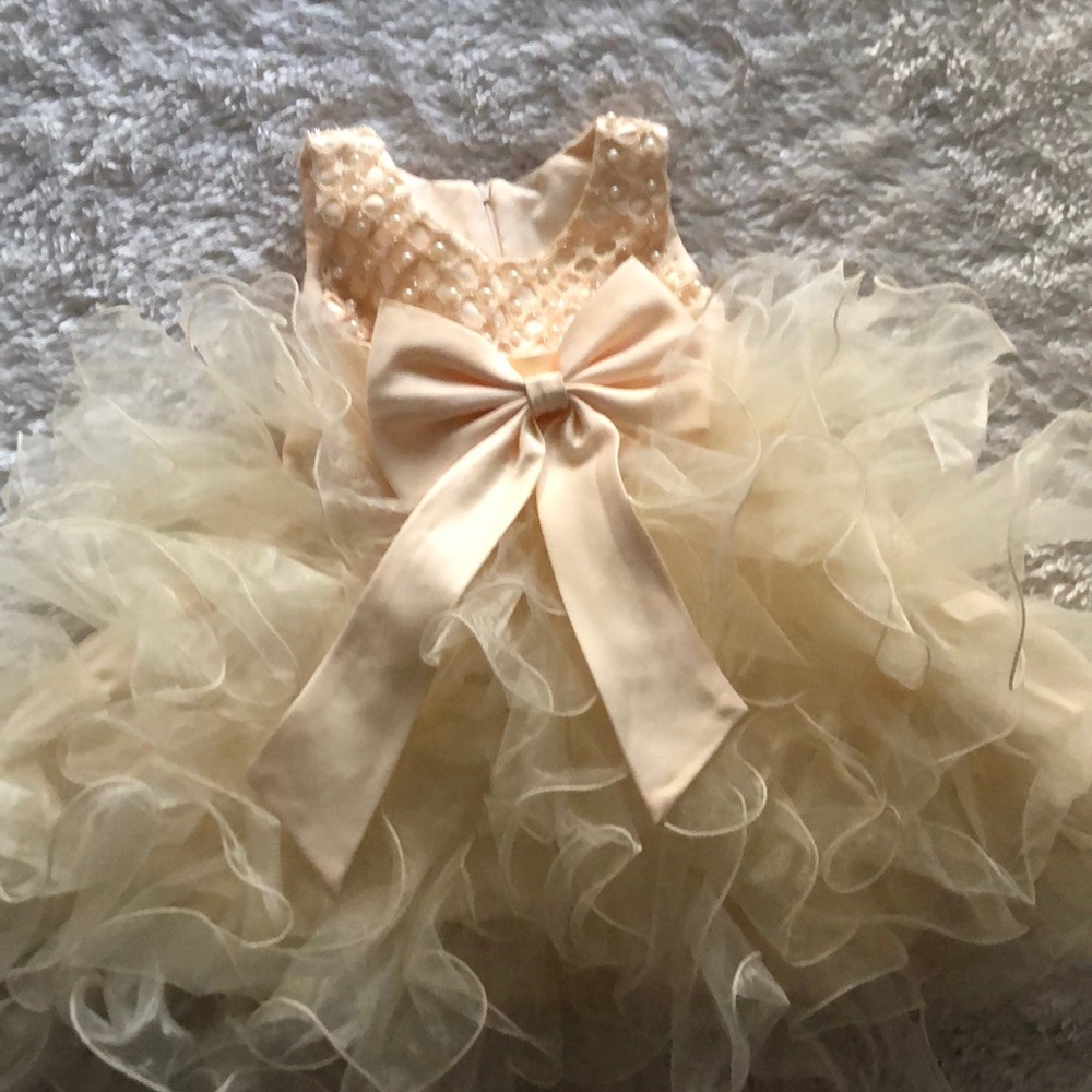 Beautiful elegant cream dress with tulle and pearl